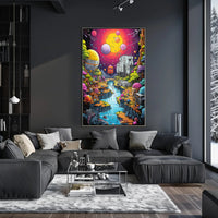 Futuristic Alien Landscape in Vibrant Colors Sci-Fi Poster