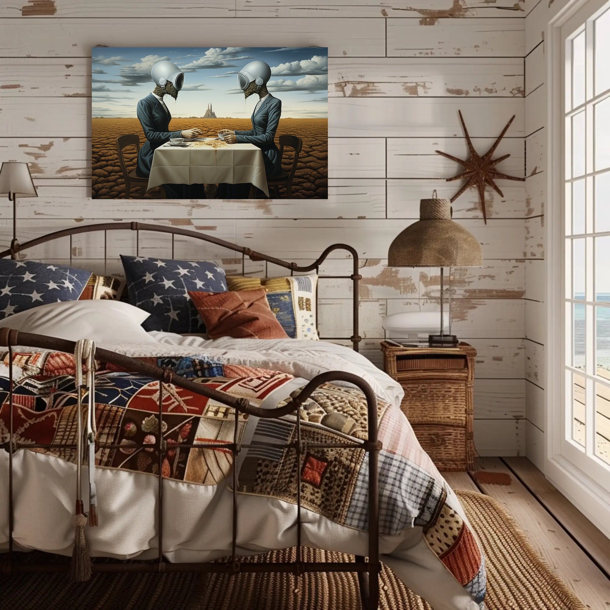 Surreal Tea Ceremony in Futuristic Sci-Fi Poster