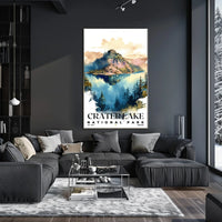 Crater Lake Watercolor Wall Art Poster