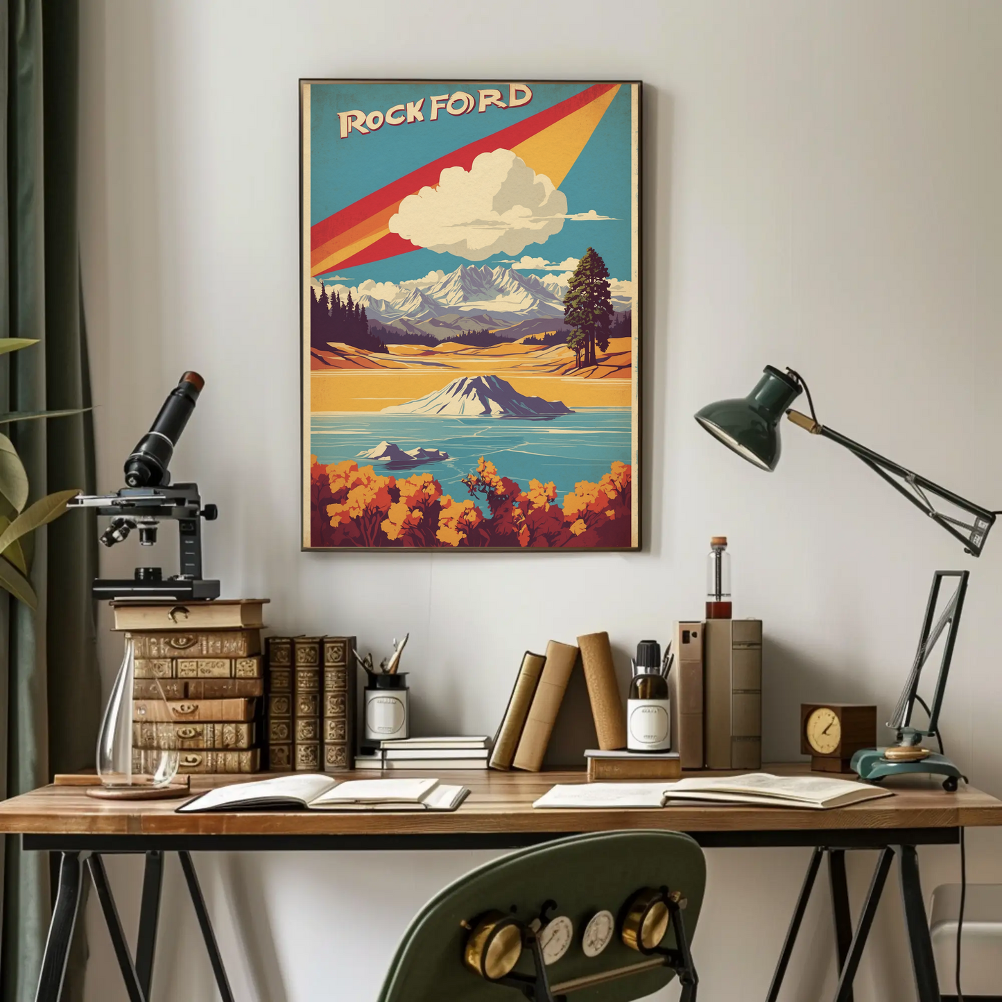 Rockford Illinois Vintage Travel Poster Artwork