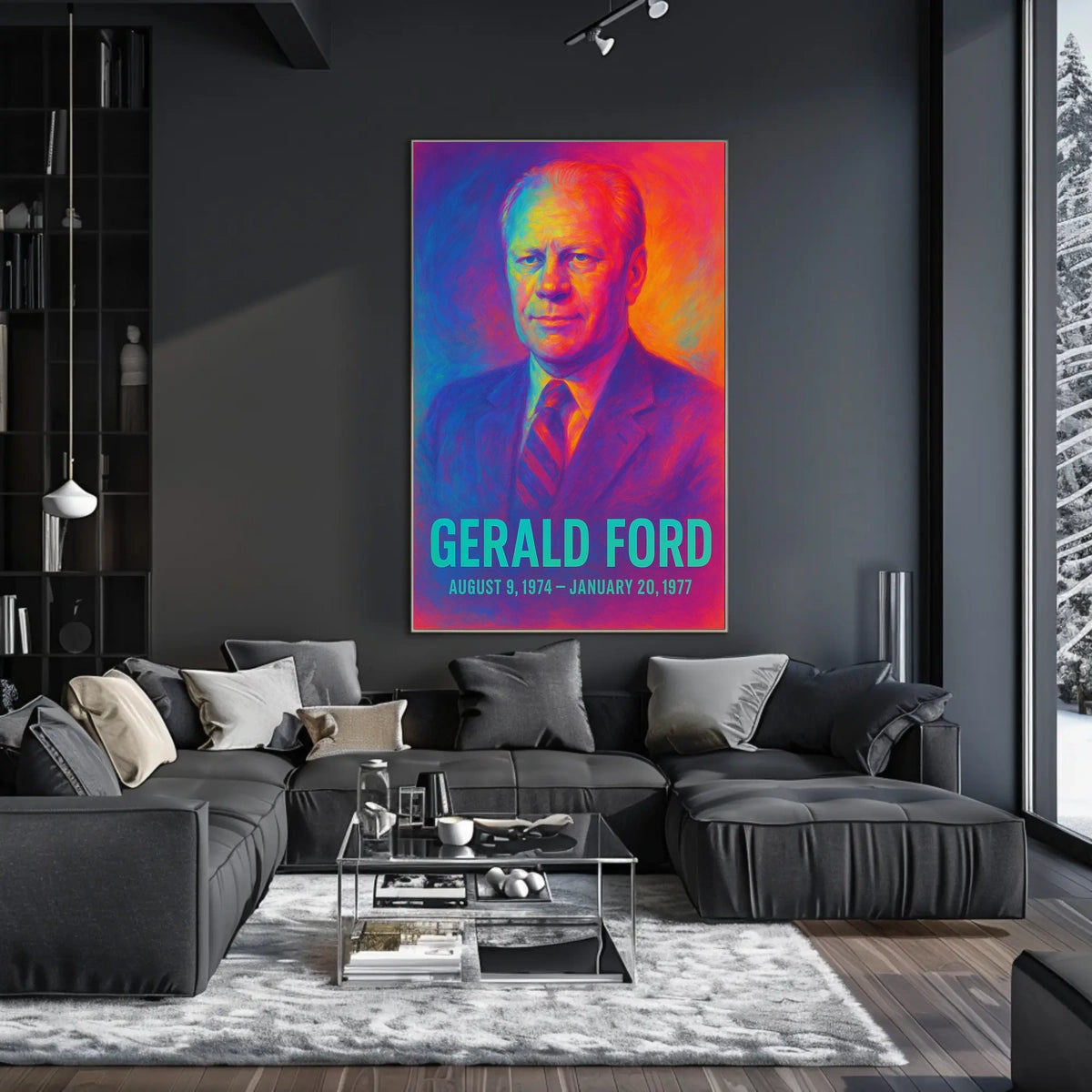 Gerald Ford 38th President of the United States Neon Gradient Overlay Poster