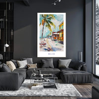 Belize Coastal Serenity Watercolor Travel Poster PosterGoat