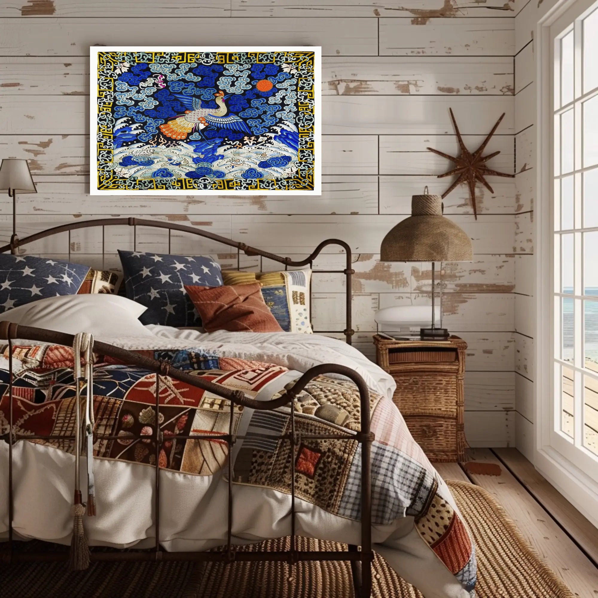 Mythical Phoenix in Stormy Sea Artistic Poster