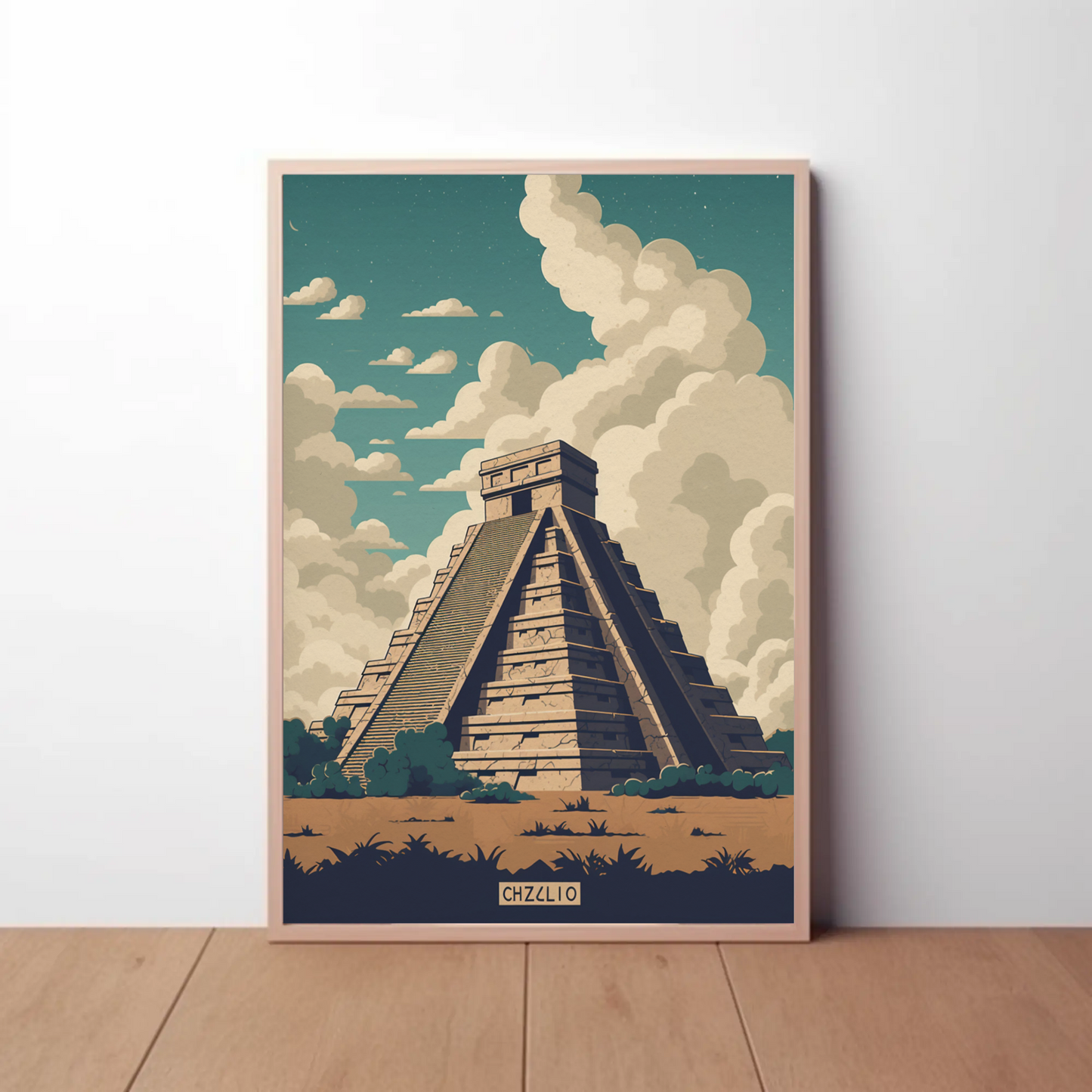 Chichen Itza Mexico Ancient Pyramid Ruins Travel Poster