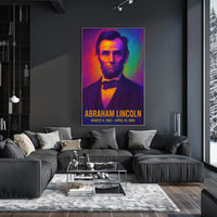 Abraham Lincoln 16th President of the United States Neon Gradient Overlay Poster