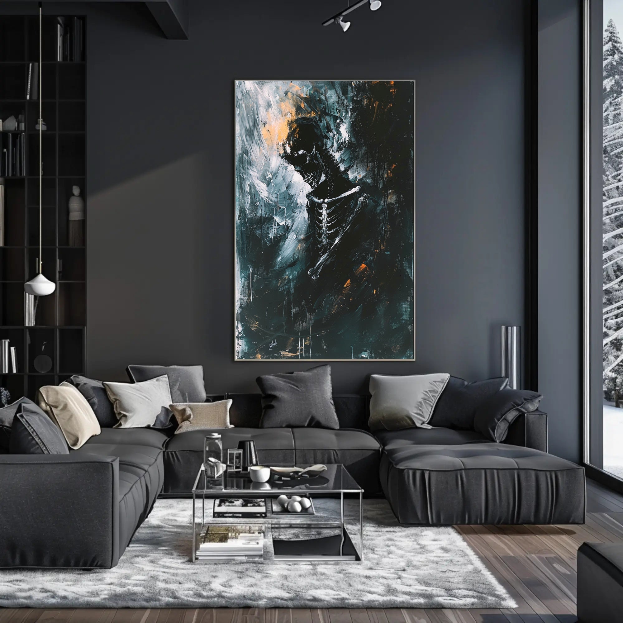 Ethereal Skeleton Abstract Art Poster: Dynamic Design PosterGoat