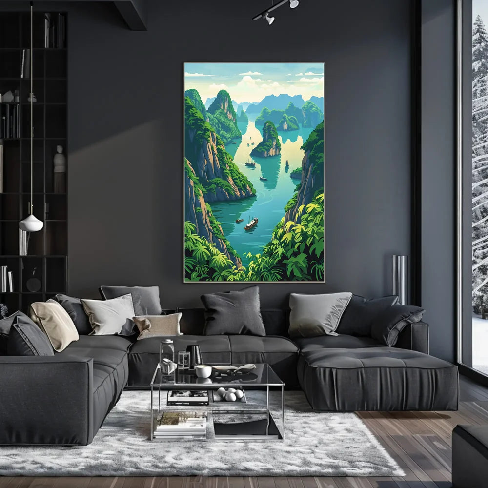 Tropical Seascape Poster: Halong Bay Adventure Art