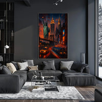 New York City Vibrant Urban Scene Poster Modern Wall Art