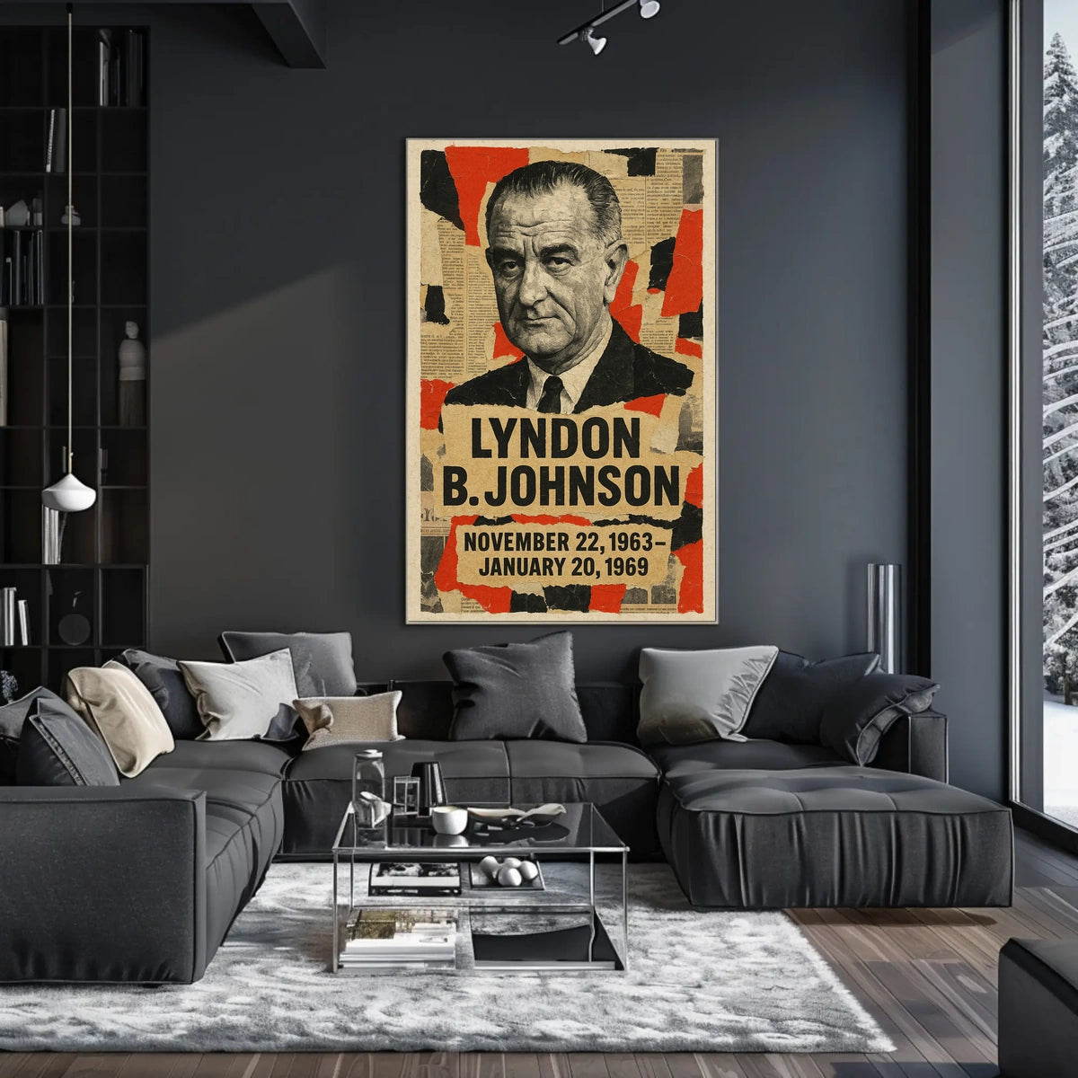 Lyndon B. Johnson 36th President of the United States Layered paper Collage Poster