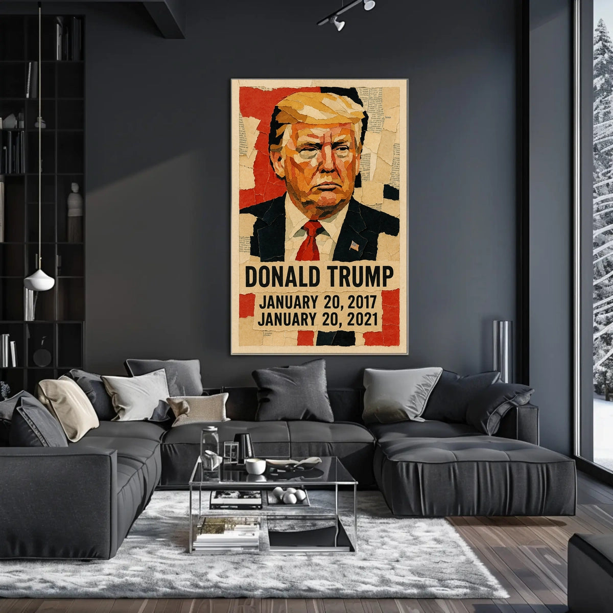 Donald Trump 45th President of the United States Layered paper Collage Poster