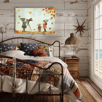 Charming Autumnal Children Illustration Poster for Home Decor