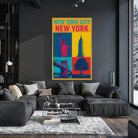 New York City Landmarks Skyline Poster Modern Wall Art