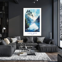 Serene Loch Ness Watercolor Landscape Travel Poster PosterGoat