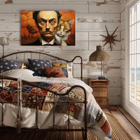 Surreal Urban Portrait with Man and Cat – Artistic Poster