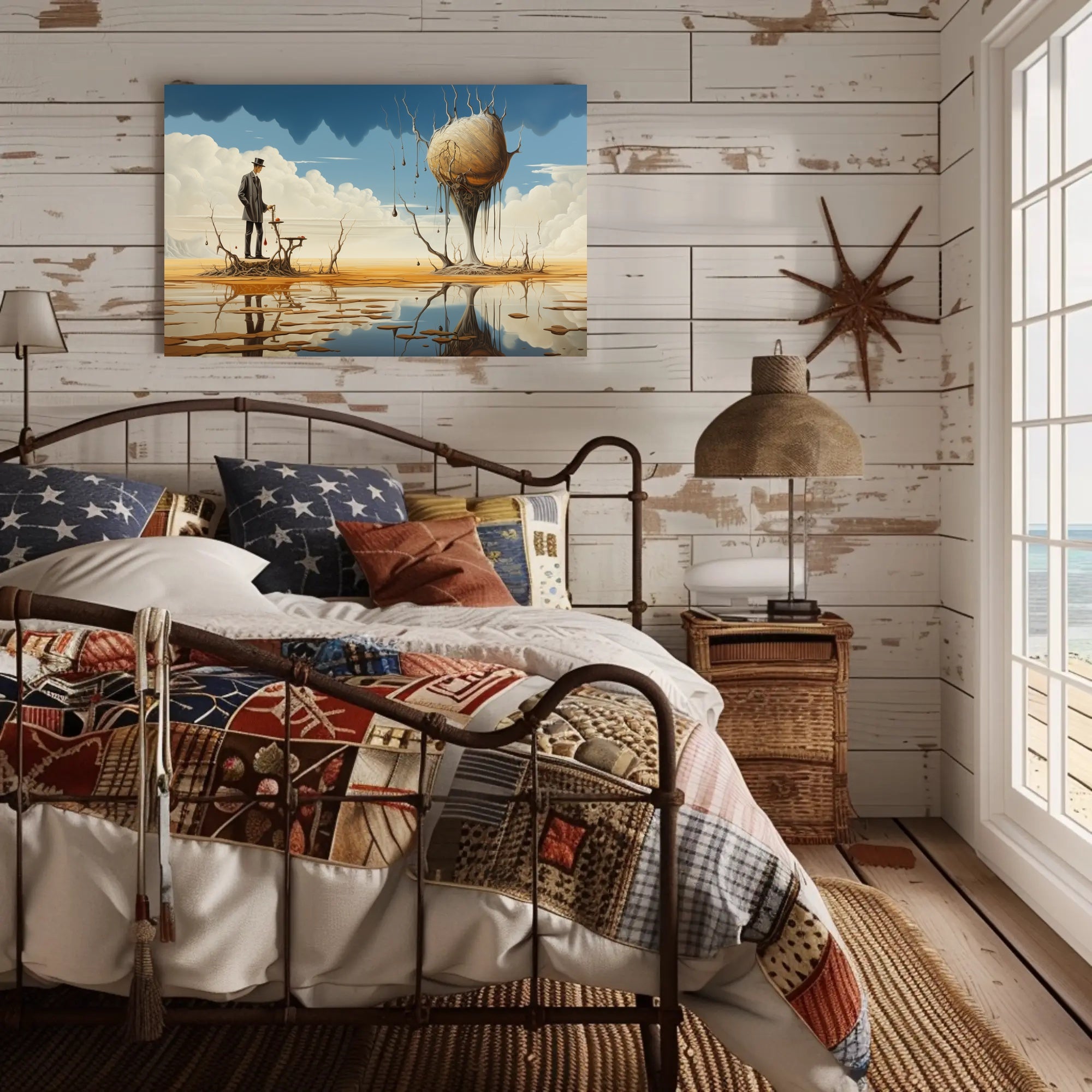 Surreal Dreamscape with Mysterious Island Artistic Poster