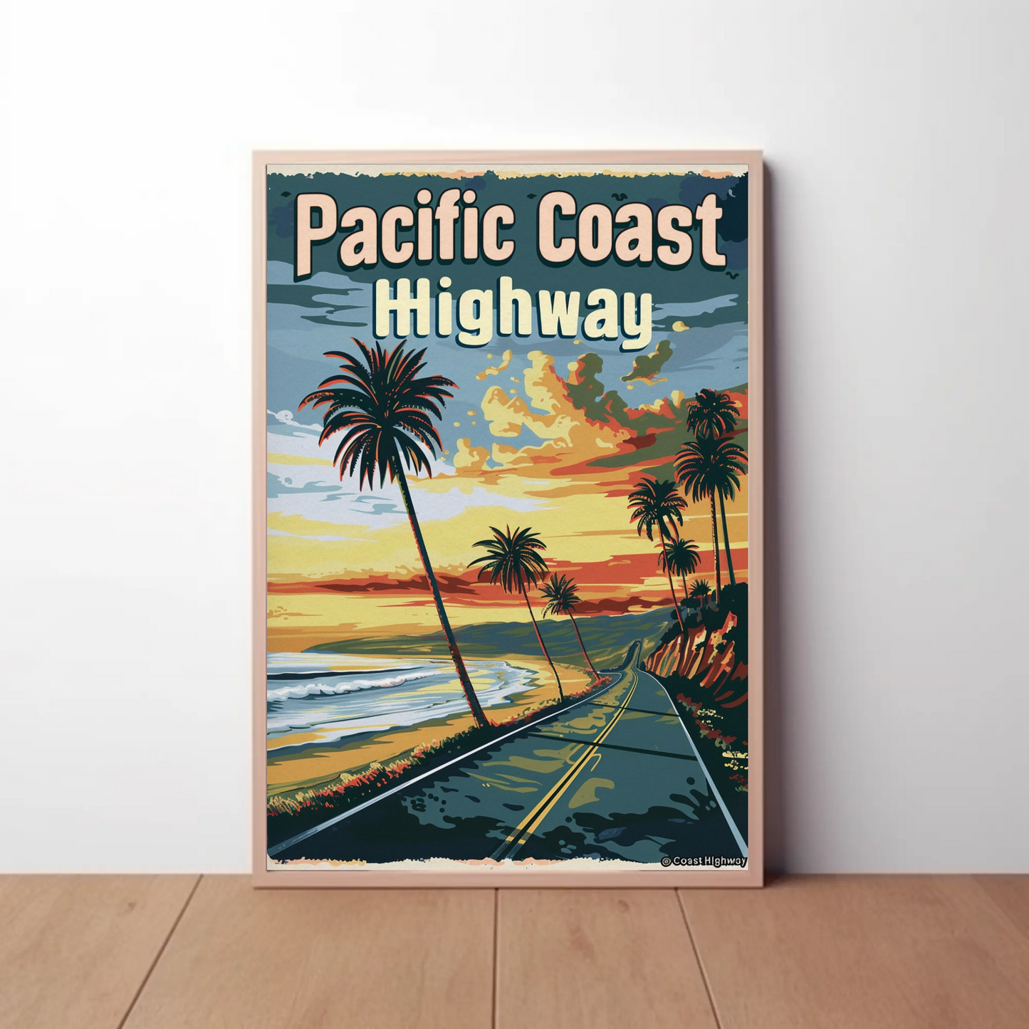 Pacific Coast Highway Sunset Scenic Ocean Drive Travel Poster