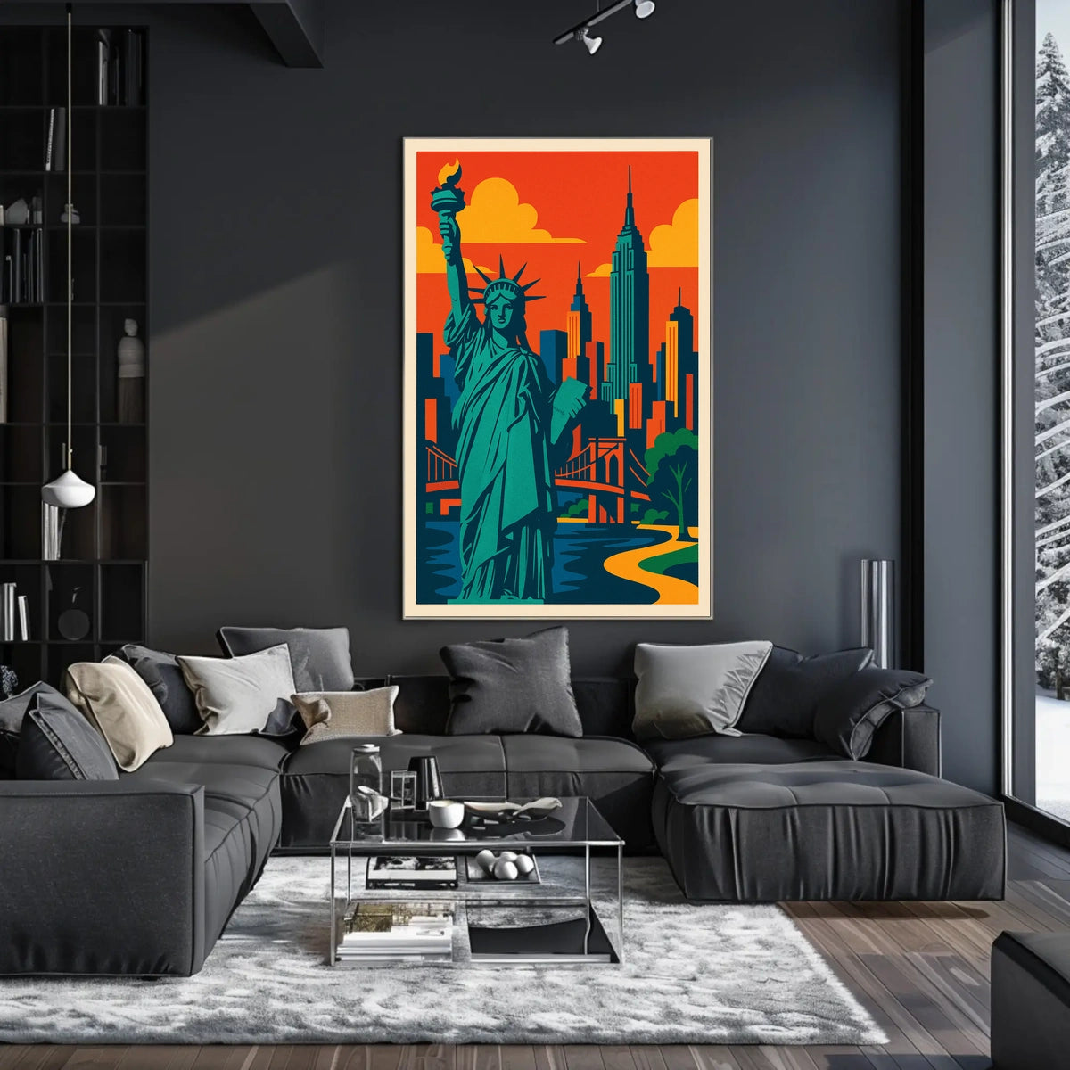 New York City Skyline Poster Modern Travel Wall Art