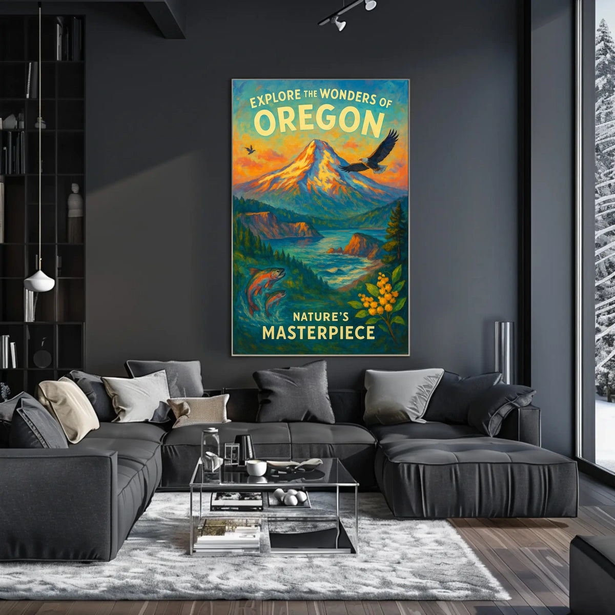 Oregon Poster Vibrant Landscape For Nature Adventurers