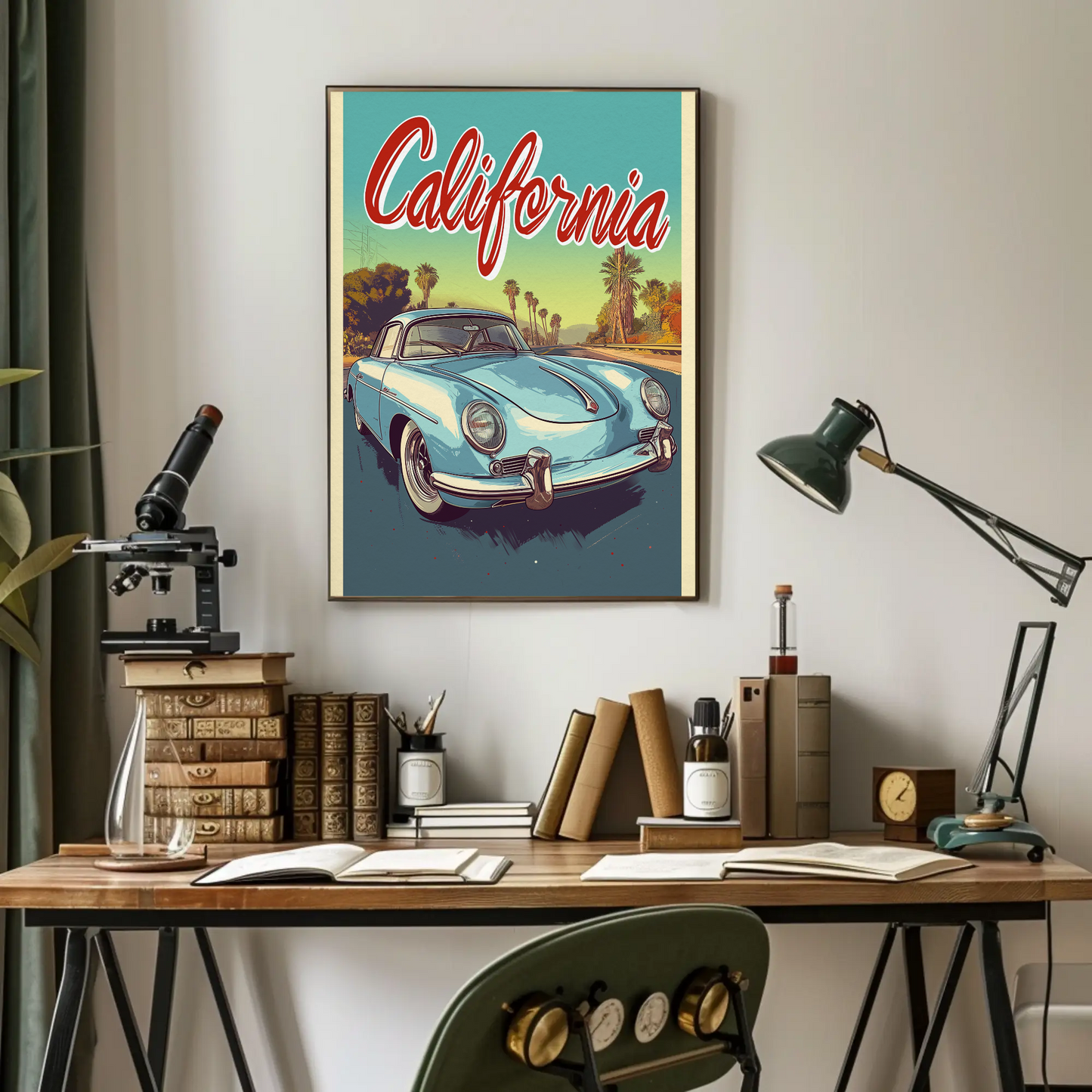 California Classic Car Vintage Poster