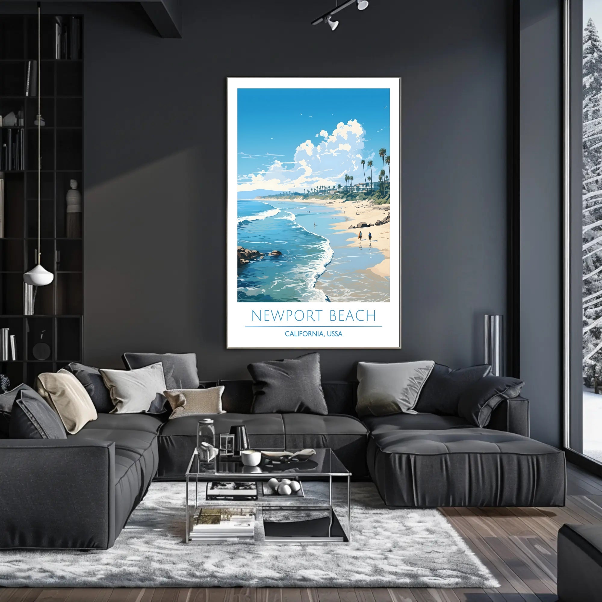 Newport Beach Scenic Illustration Poster