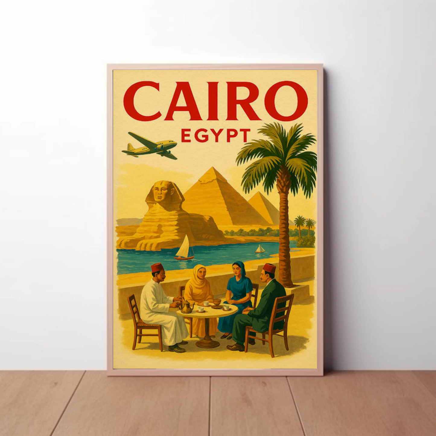 Cairo Egypt Pyramids Sphinx Vintage Culture Travel Poster