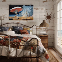 Surreal Landscape with Skeletal Wanderer Fantasy Poster