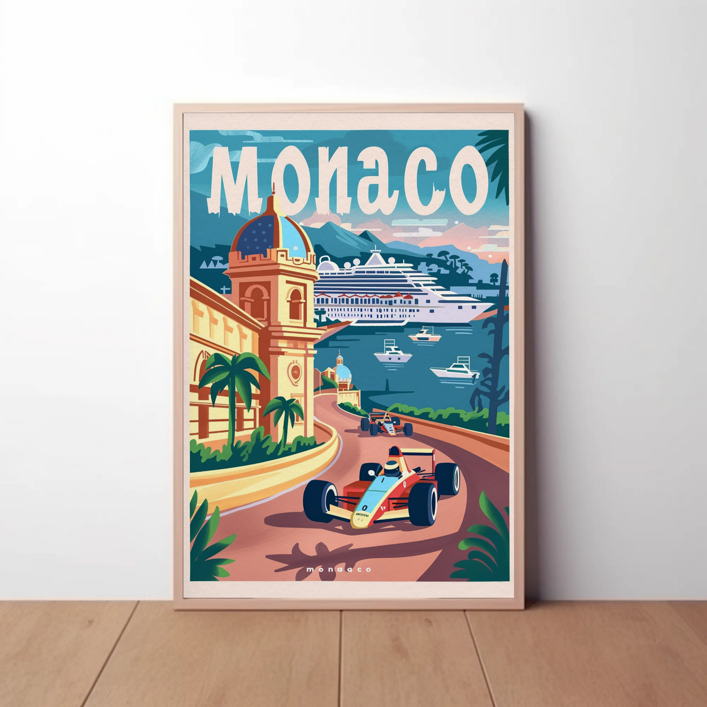 Monaco Grand Prix Coastline Drive Travel Poster