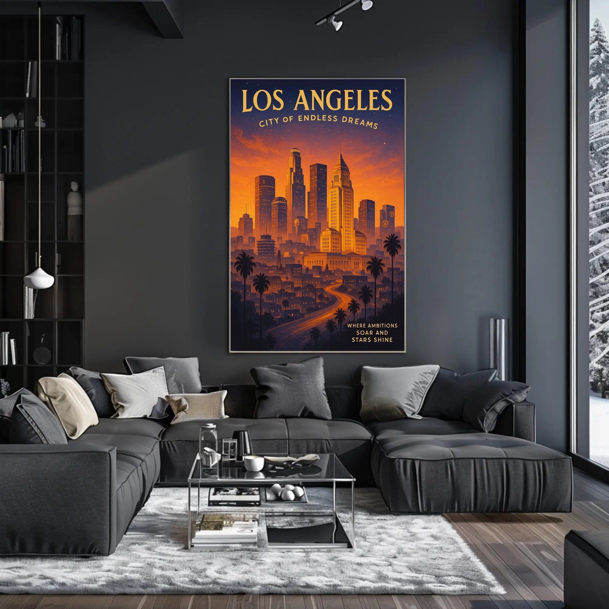 Los Angeles Skyline Vintage Urban or Cityscape Poster