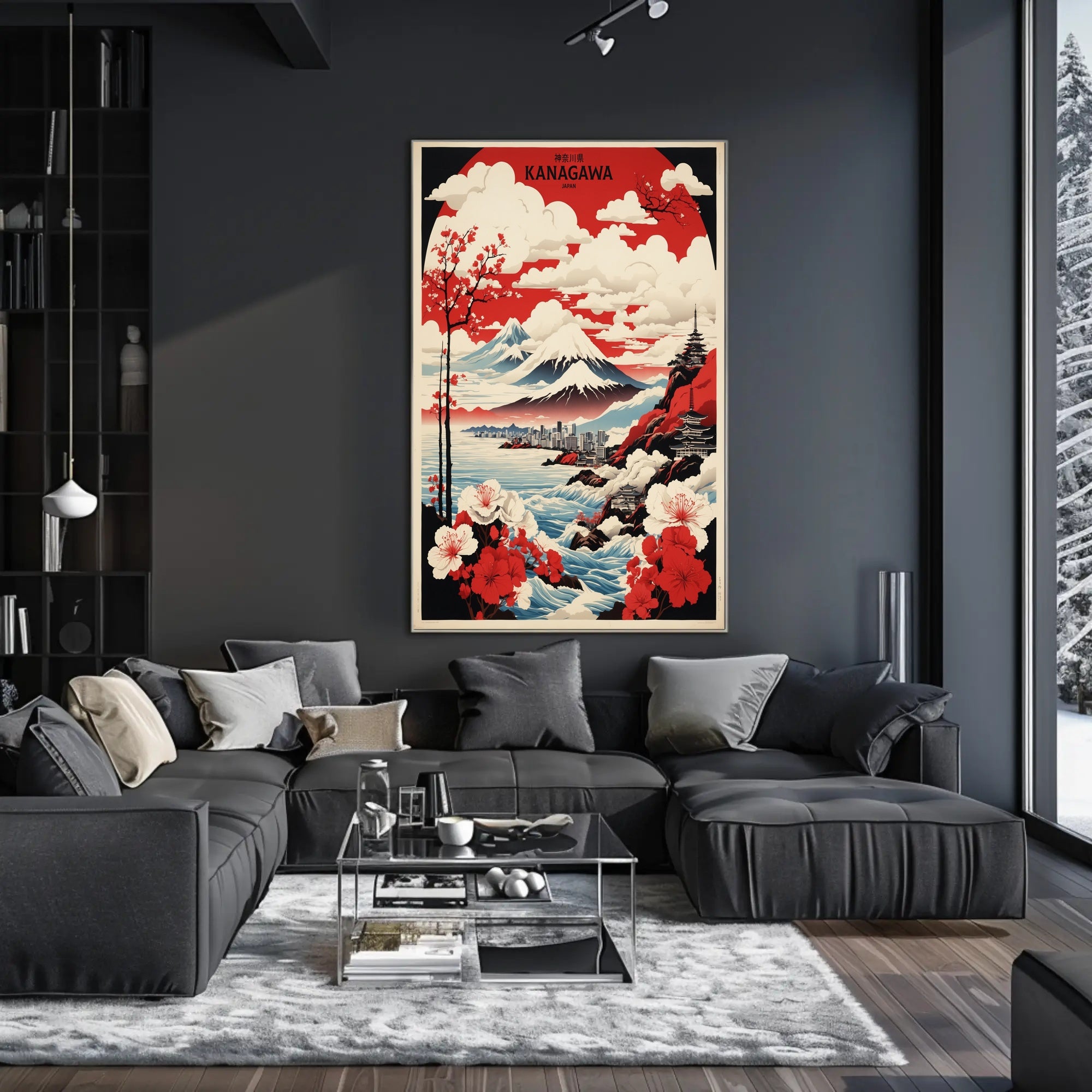 Scenic Kanagawa Japan Vintage Travel Poster