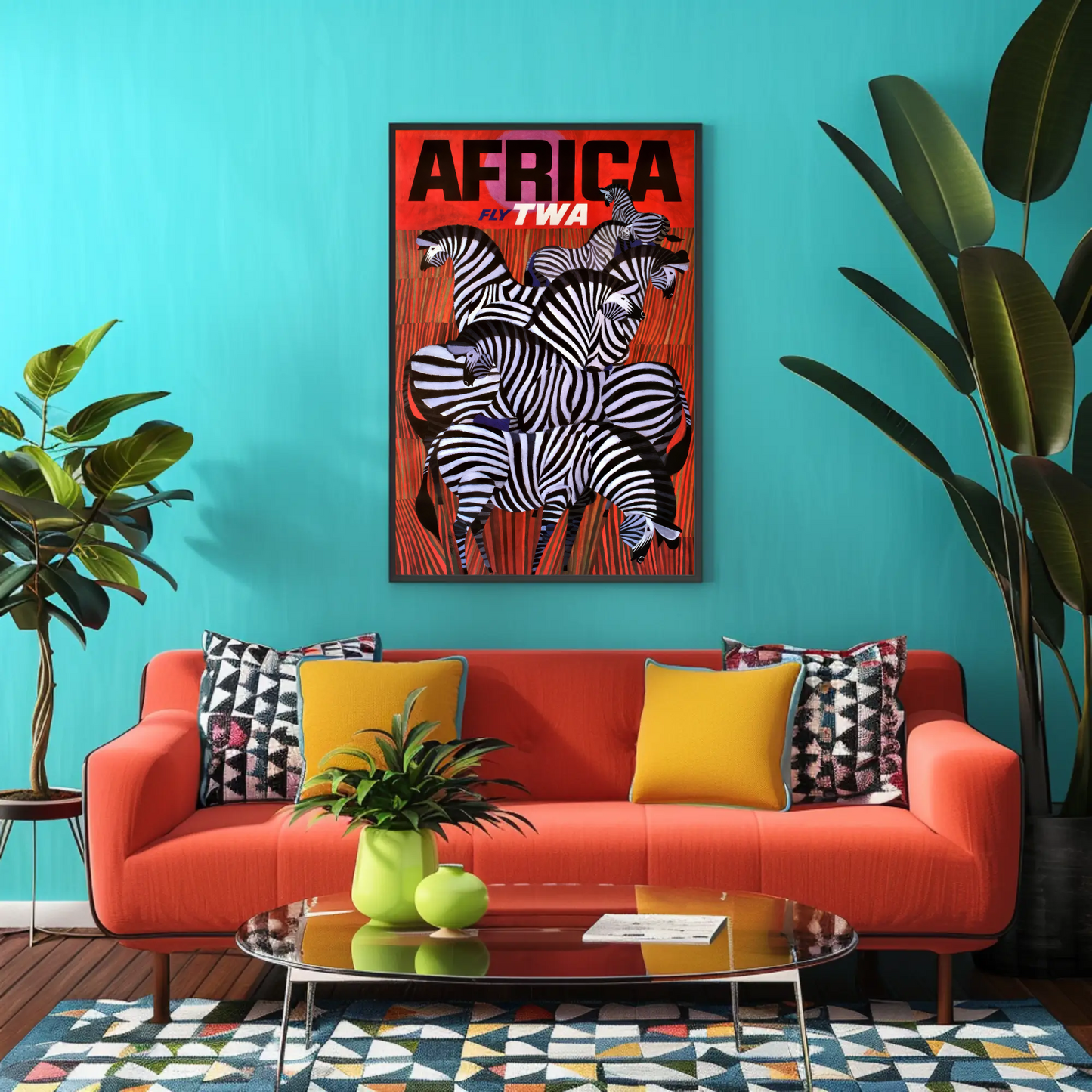 1960s AFrica - Fly TWA Vintage Style Travel Poster
