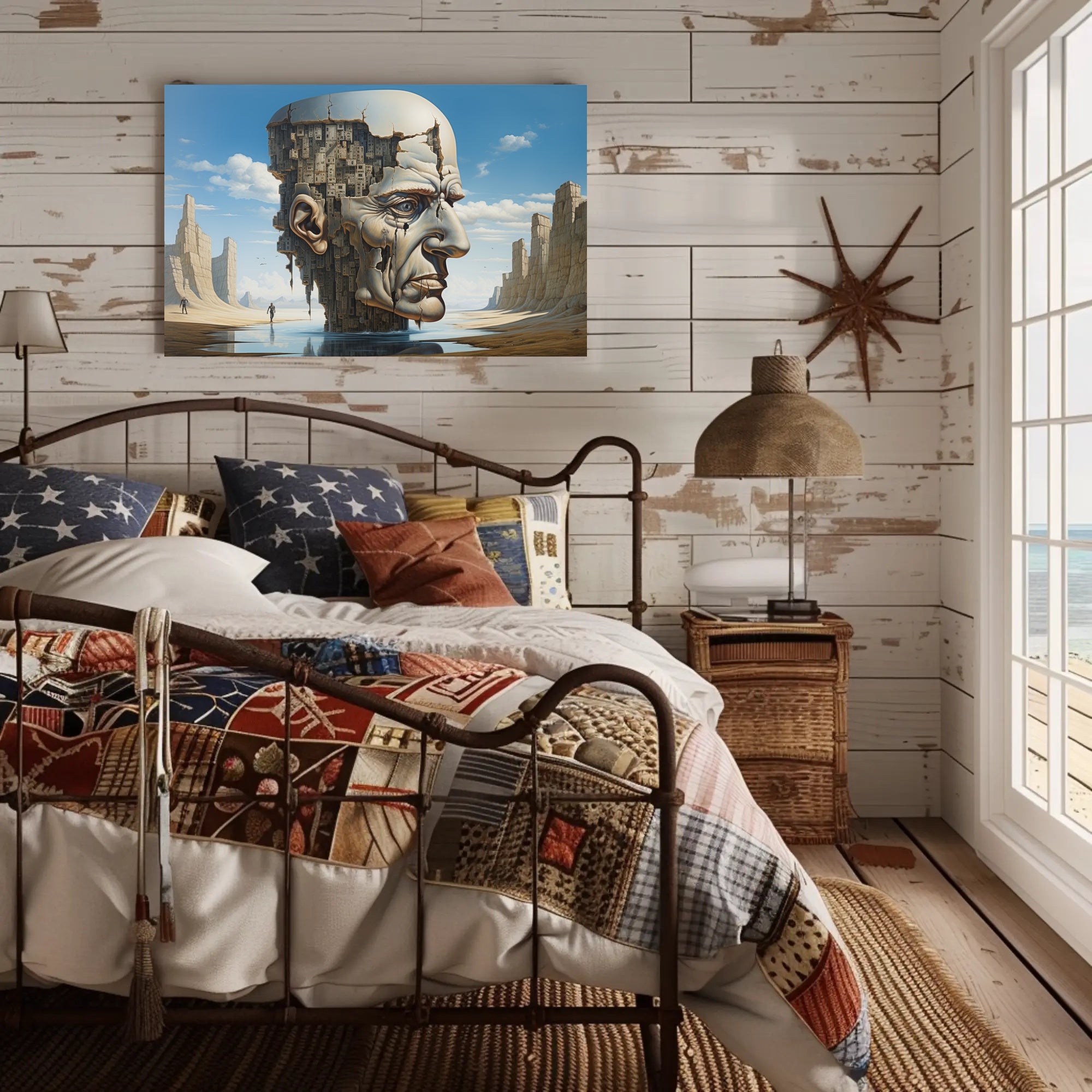 Surreal Desert Urban Head Artistic Poster