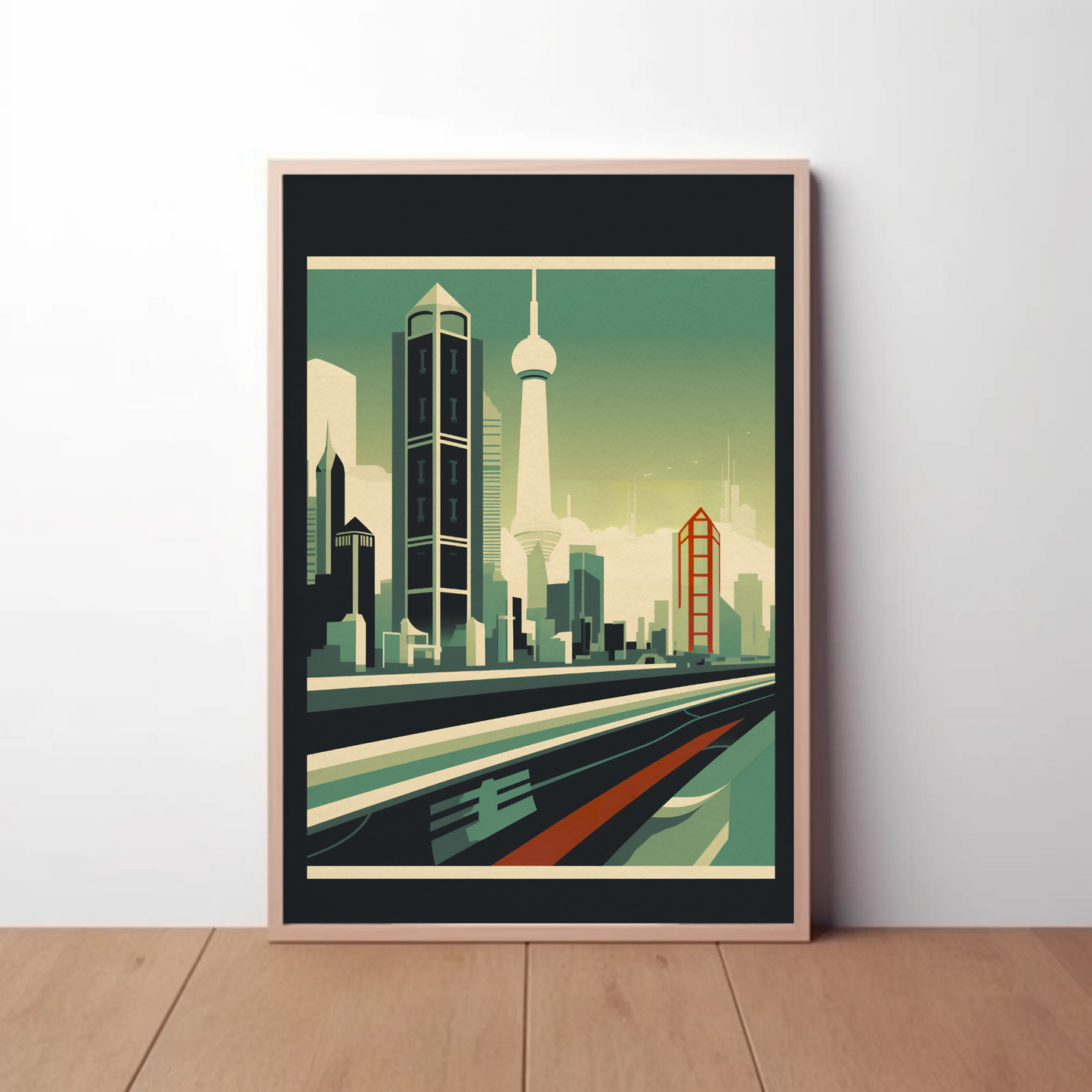 Futuristic Skyline Of Shanghai China Travel Poster