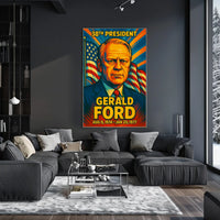 Gerald Ford 38th President of the United States Colorful Comic Book Style Poster