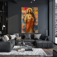 Sacred Heart Jesus with Urban Street Art Poster
