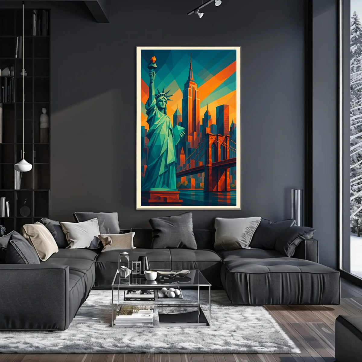 New York City Geometric Skyline Poster Modern Wall Art