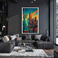 New York City Geometric Skyline Poster Modern Wall Art