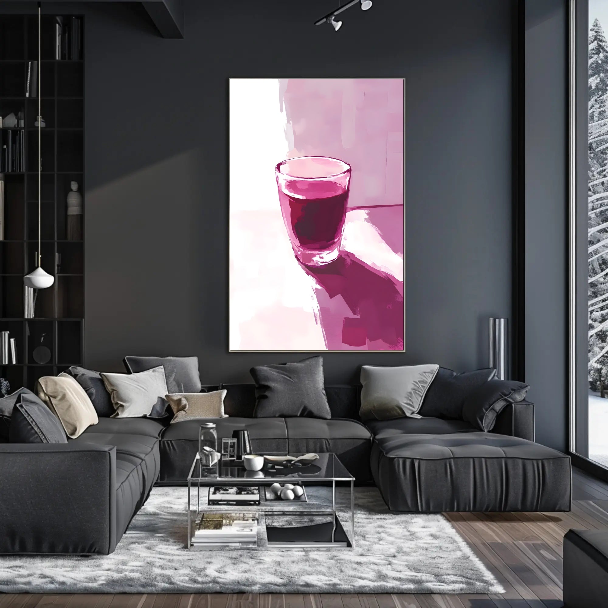 Glass Of Red Abstract Poster Wall Art Print