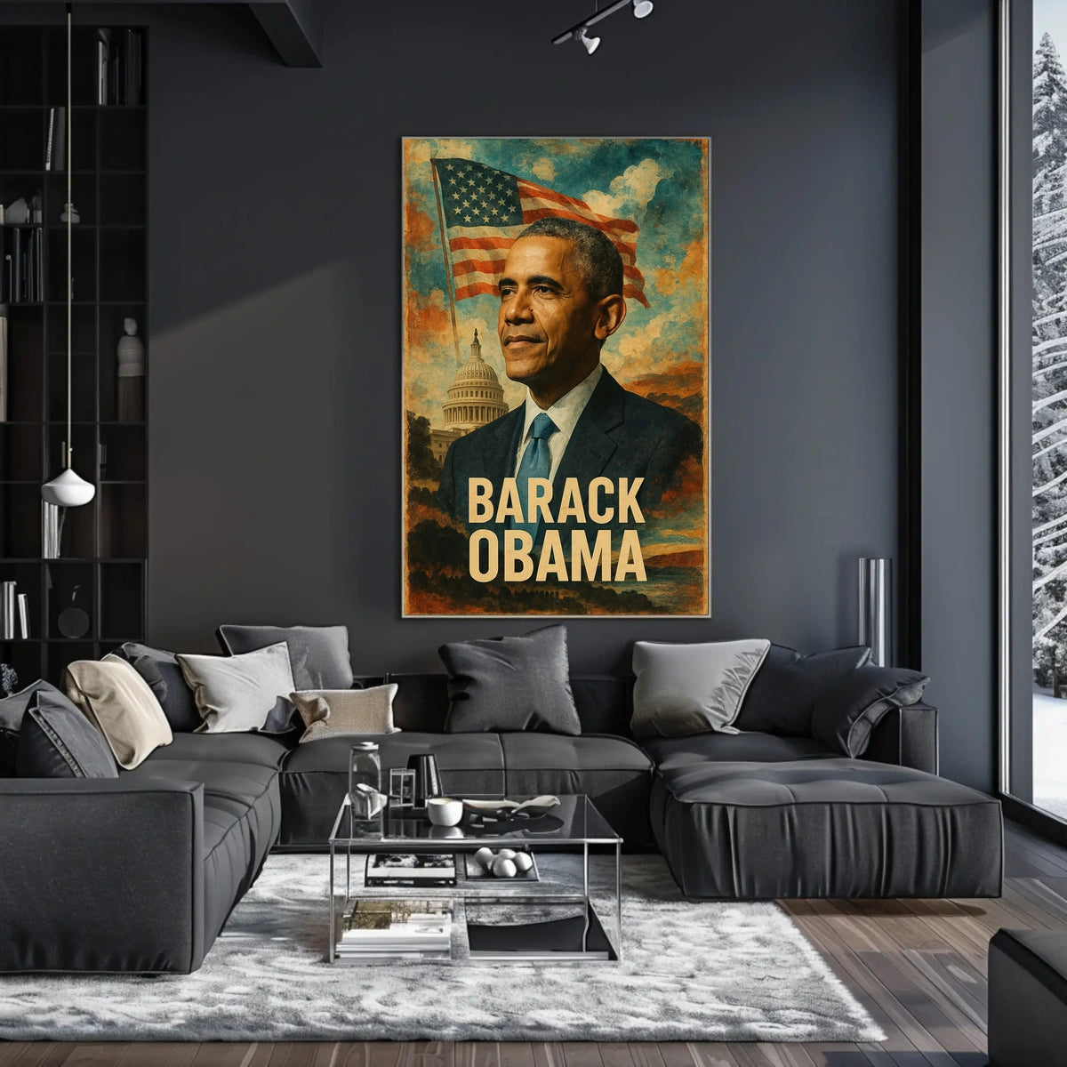 Barack Obama 44th President of the United States Layered Digital Collage Poster