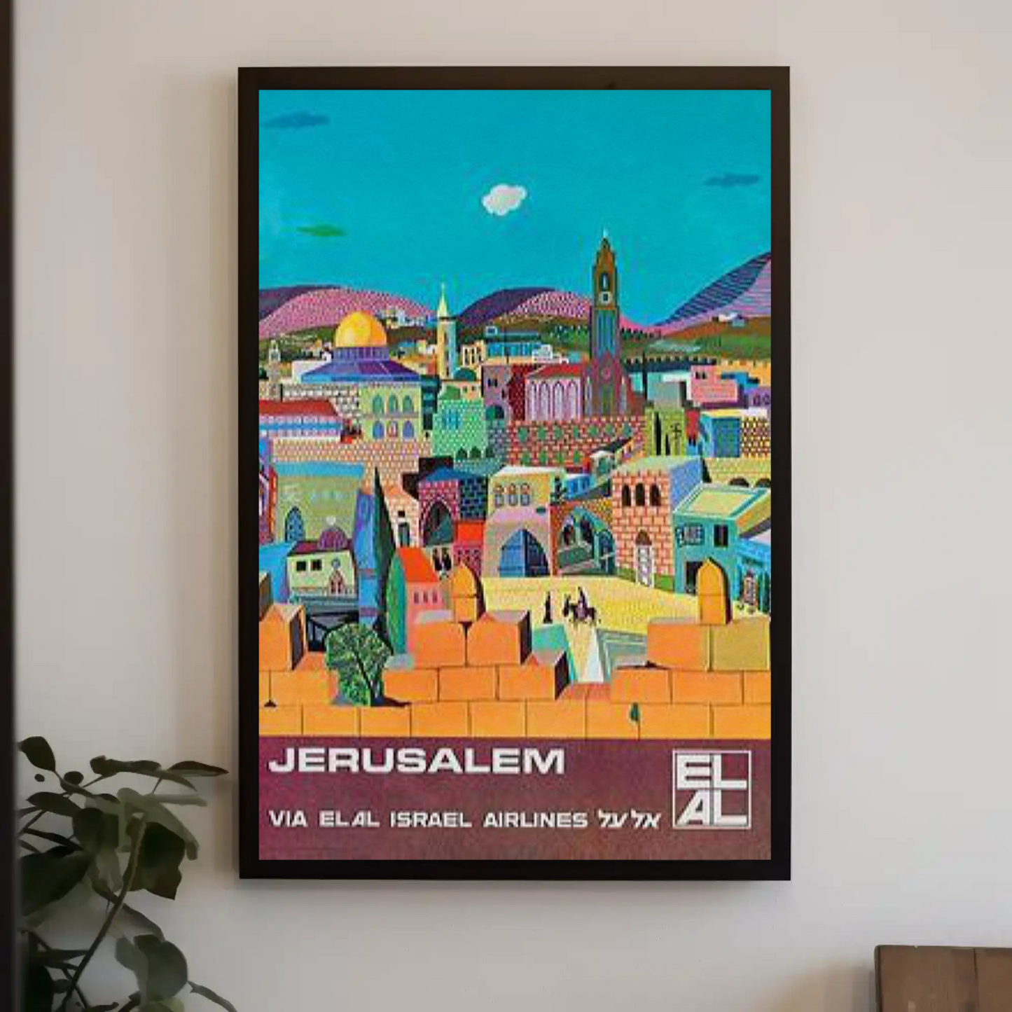 Jerusalem - EL AL Israel Airlines Vintage Travel Poster