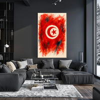 Radiant Abstract Tunisian Flag Interpretation Evoking Wanderlust Home Decor Art Poster