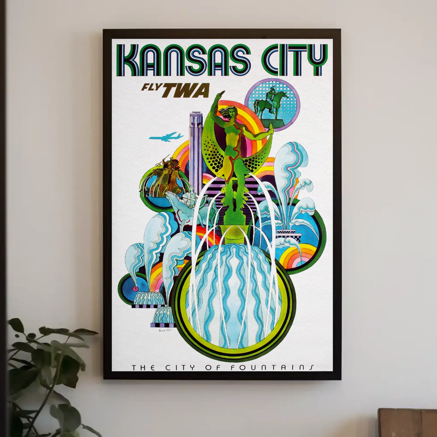 Fly TWA to Kansas City Travel Poster by David Klein
