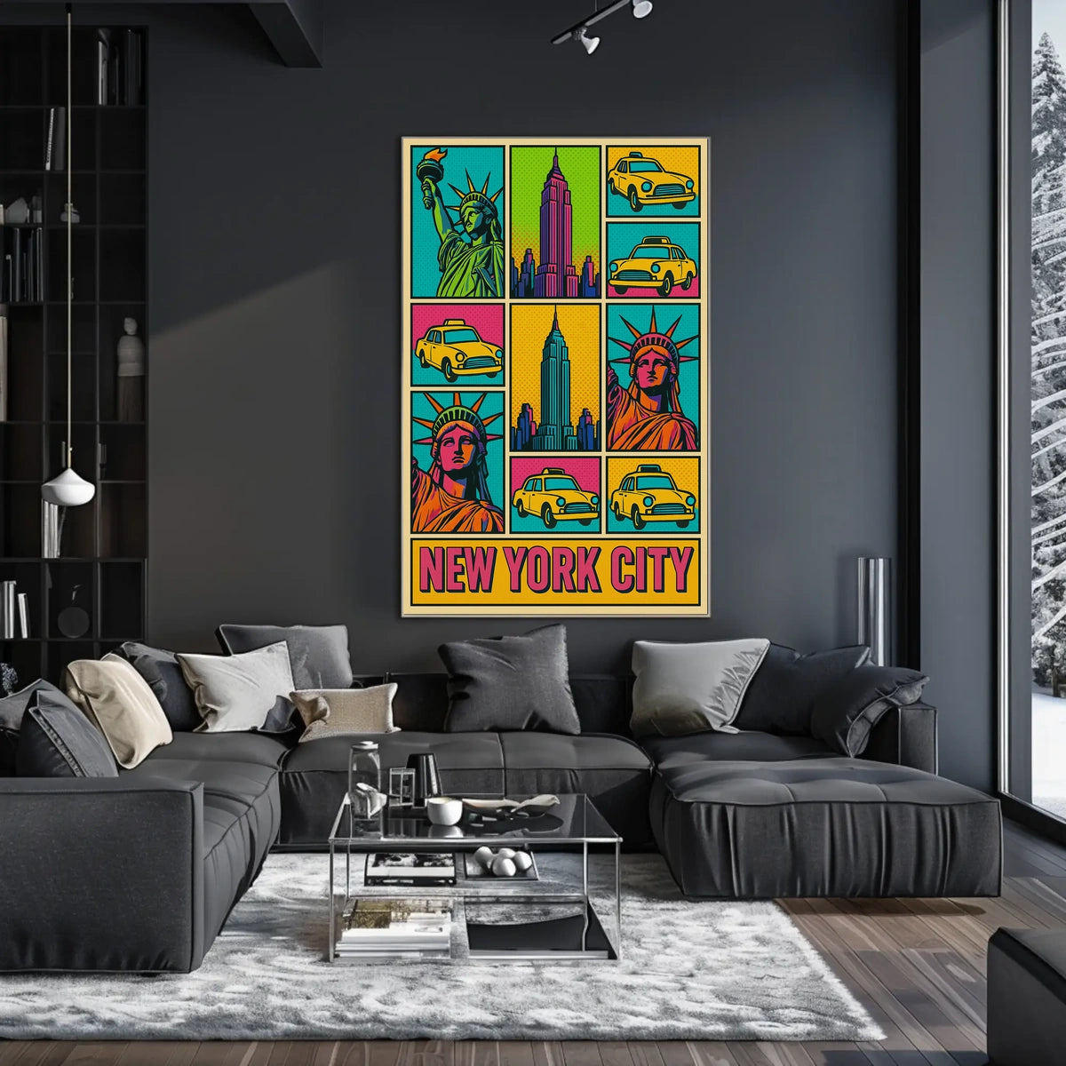 New York City Pop Art Cityscape Poster Abstract Wall Art
