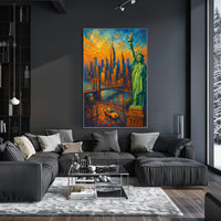 Vibrant New York Sunset Painting