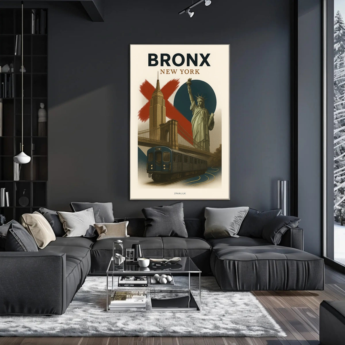 New York City Bronx Cityscape Poster Vintage Wall Art