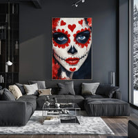 Day of the Dead Face Face Makeup Red Hearts Poster