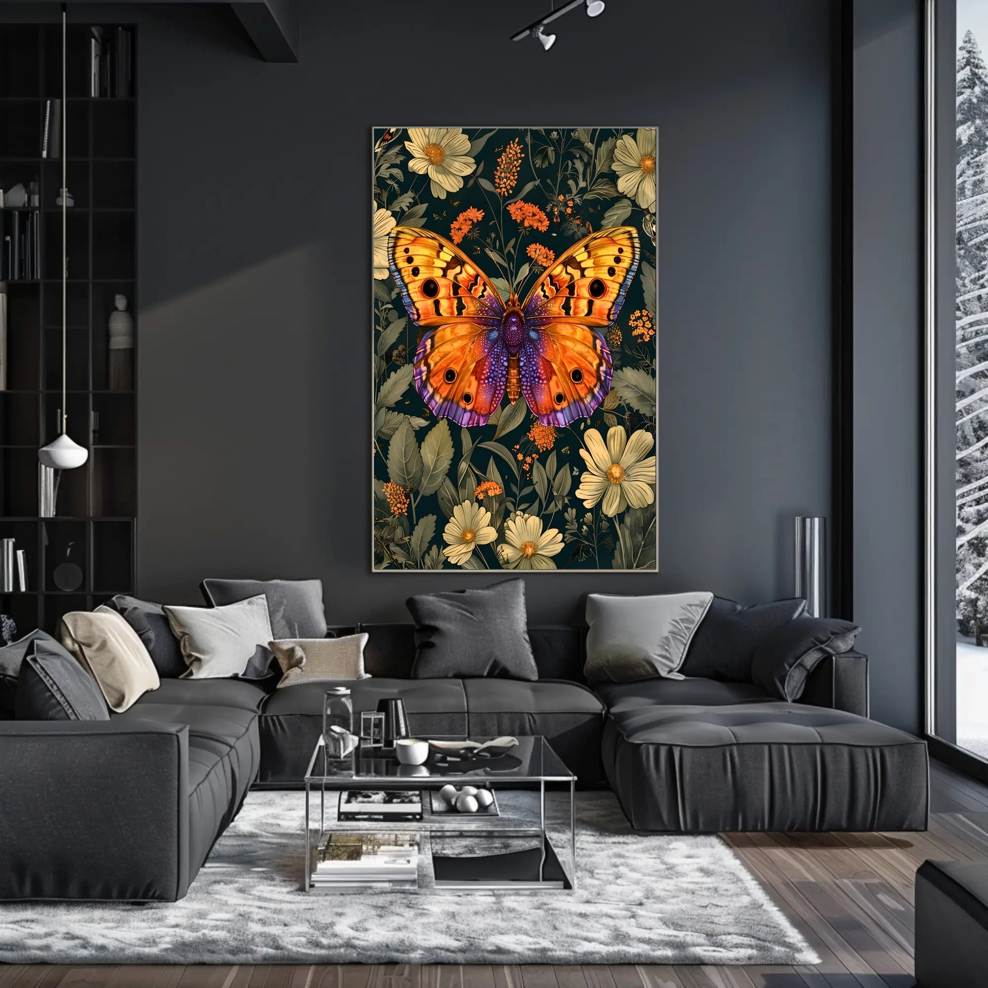 Vibrant Butterfly Garden Art: Abstract or Artistic Poster