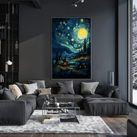 Starry Night Village Poster