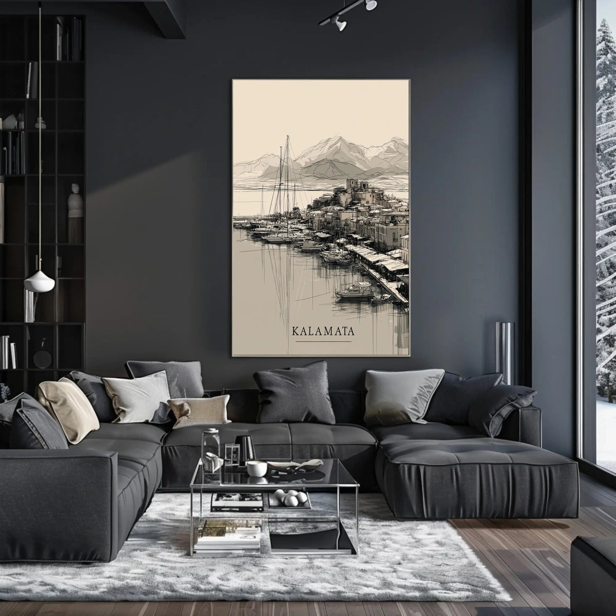 Kalamata Harbor Sketch Poster