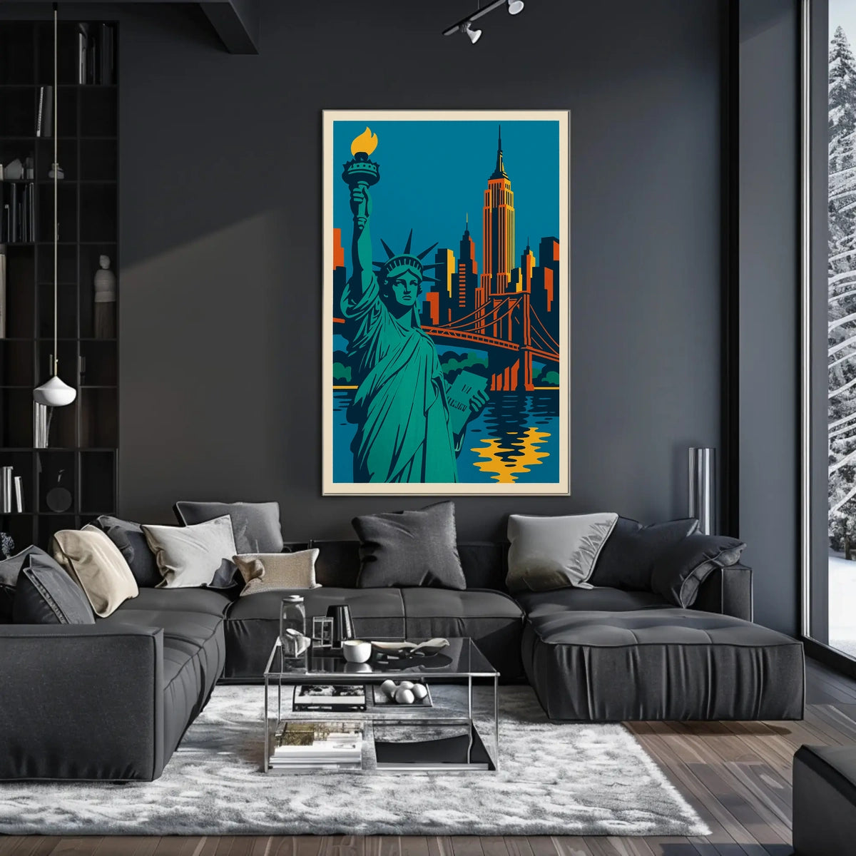 New York City Skyline Poster Retro Wall Art For Home Decor
