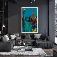 New York City Skyline Poster Retro Wall Art For Home Decor